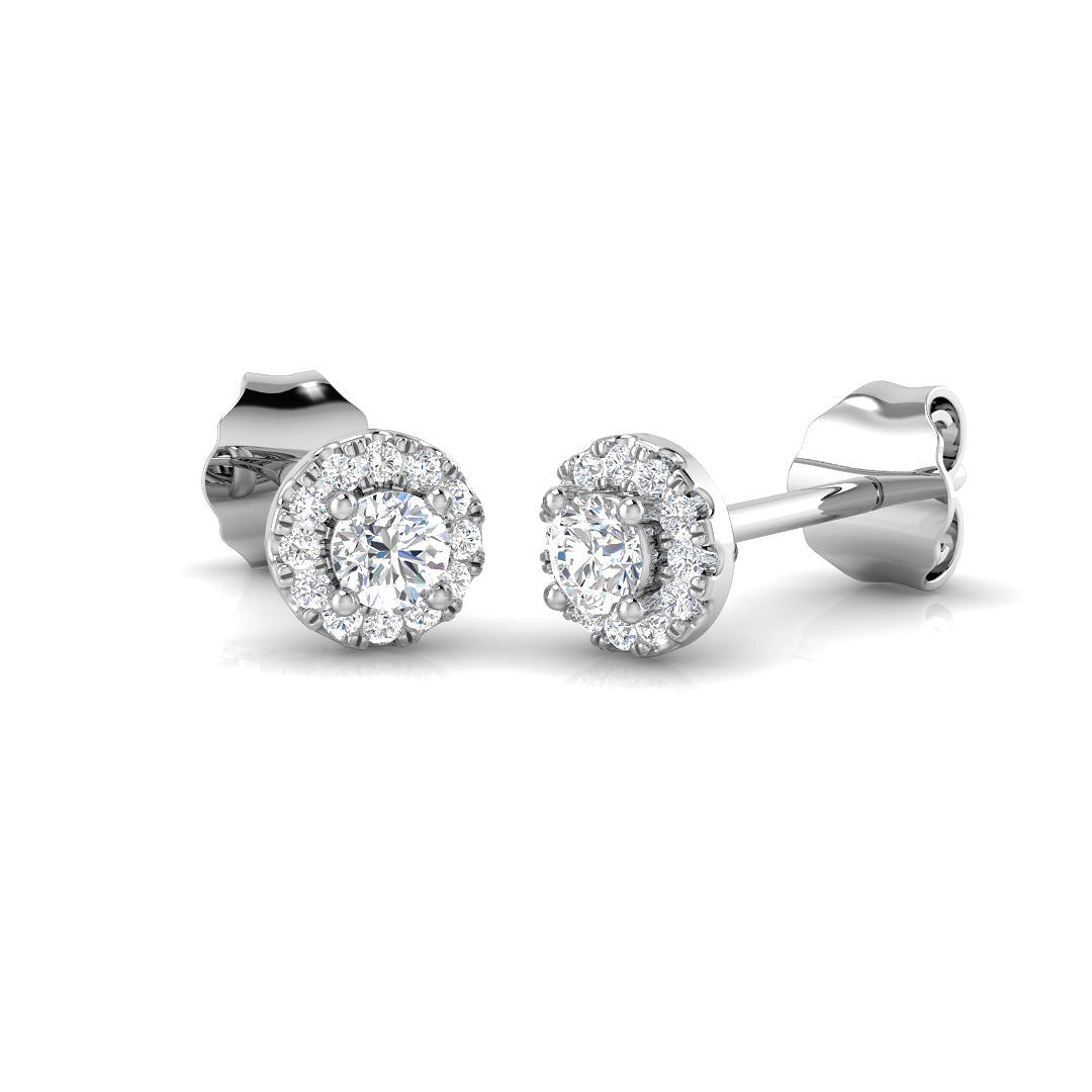 Polly Halo Gold Diamond Earrings | Elegant Luxury 0.33-1.5ct