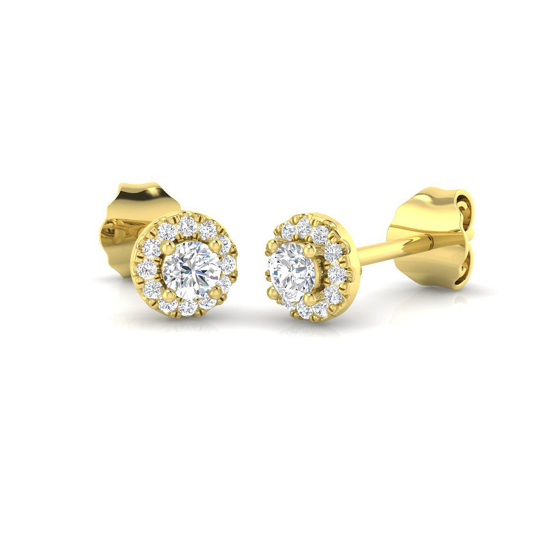 Polly Halo Gold Diamond Earrings | Elegant Luxury 0.33-1.5ct