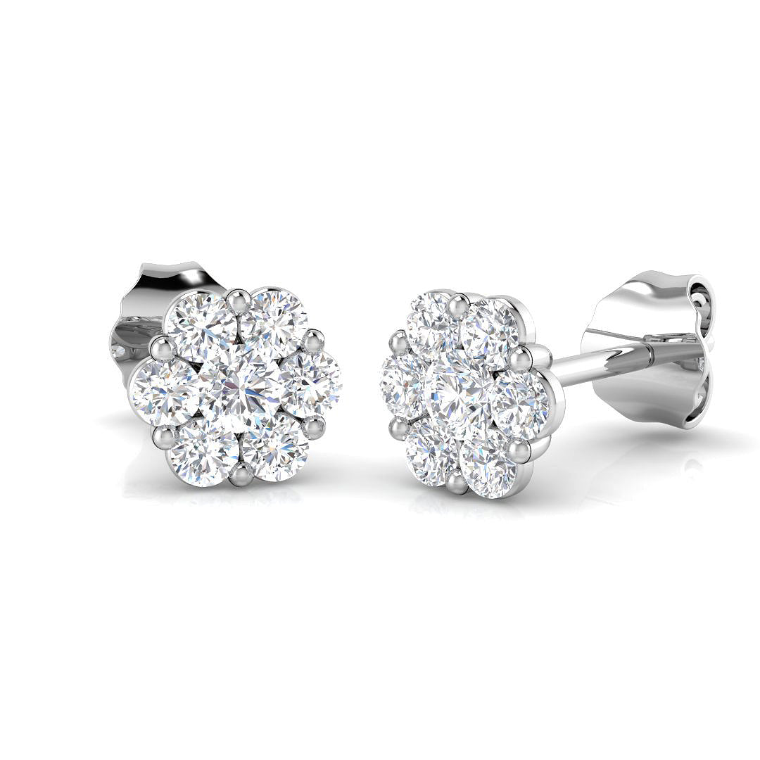 Devon Gold Diamond Cluster Earrings - Luxurious 0.5ct to 10.5ct Jewel