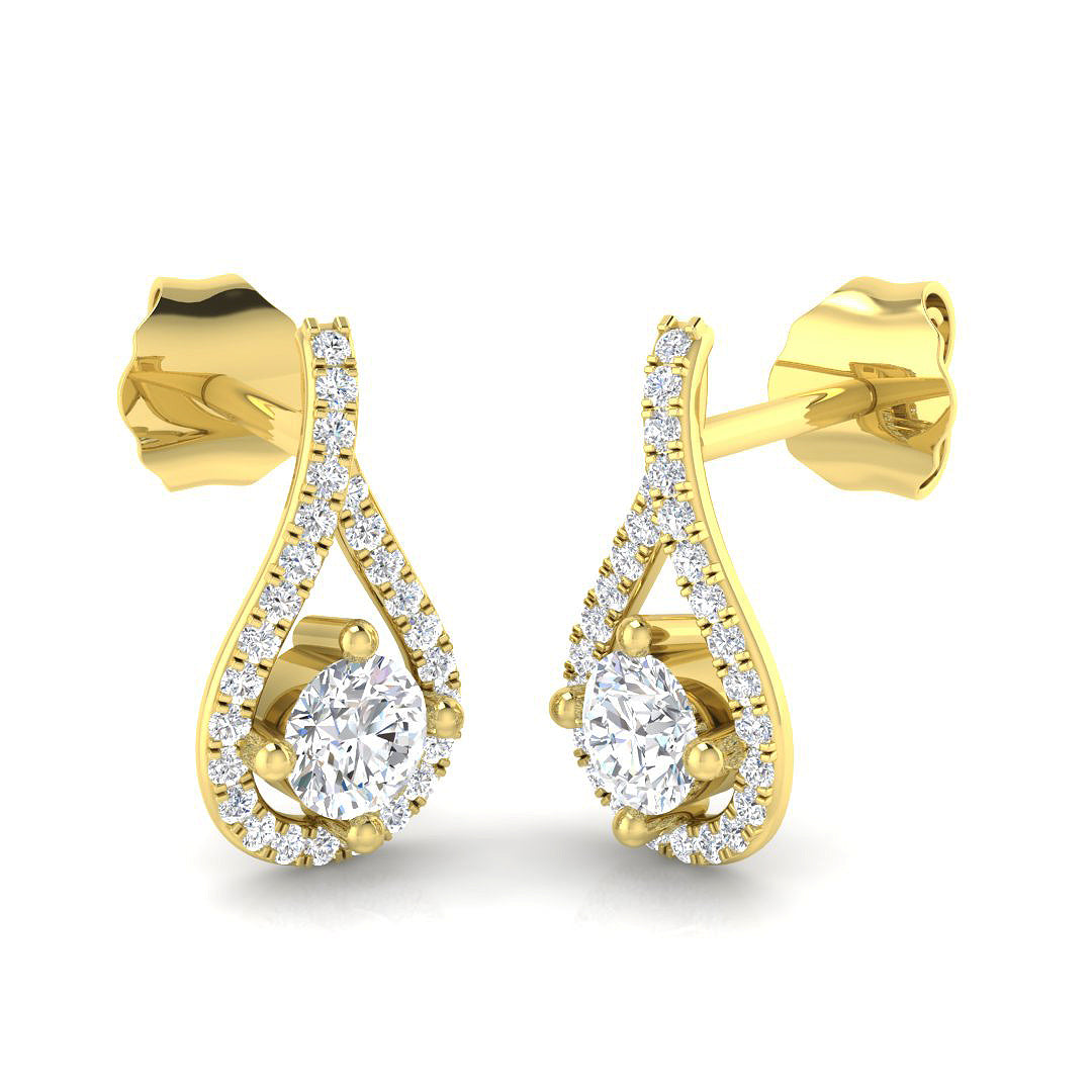Engly Gold Drop & Trilogy Diamond Earrings - 0.25ct Luxury Jewelry