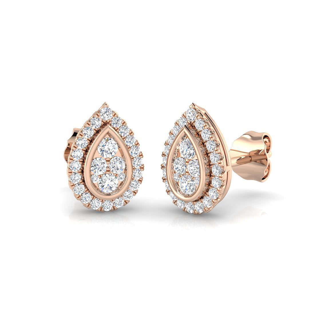 Glow Gold Cluster Diamond Earrings | Elegant 0.33ct Luxury Jewelry
