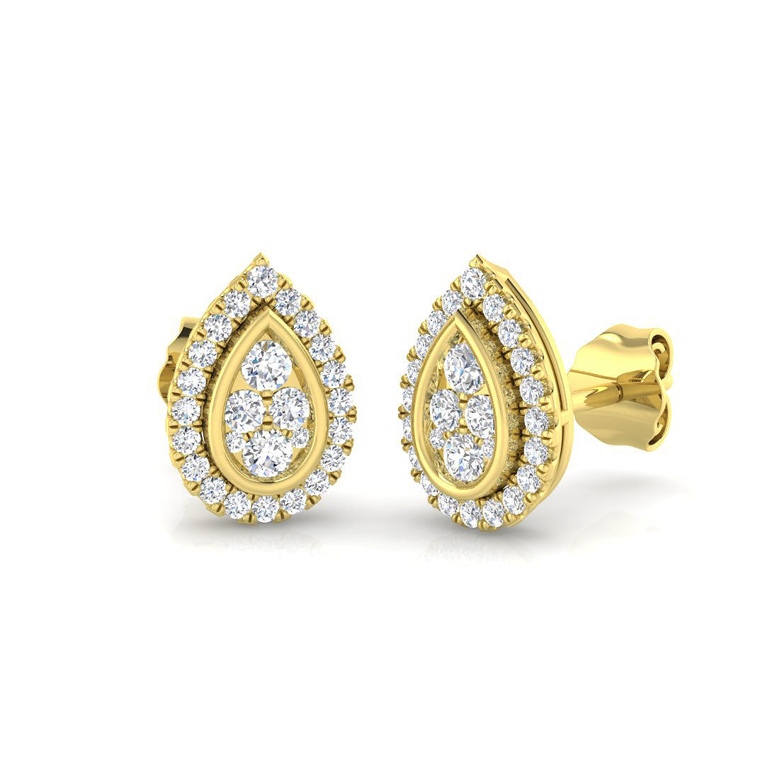 Glow Gold Cluster Diamond Earrings | Elegant 0.33ct Luxury Jewelry