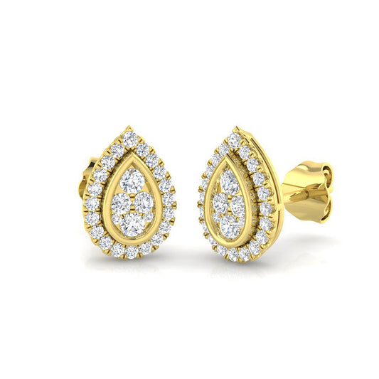 Halo Cluster Diamond Stud Earrings | 0.33Ct | Lab & Natural | Gold & Platinum