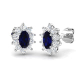 18kt White Gold 1.1ct Natural Blue Sapphire Earrings in Diana Style