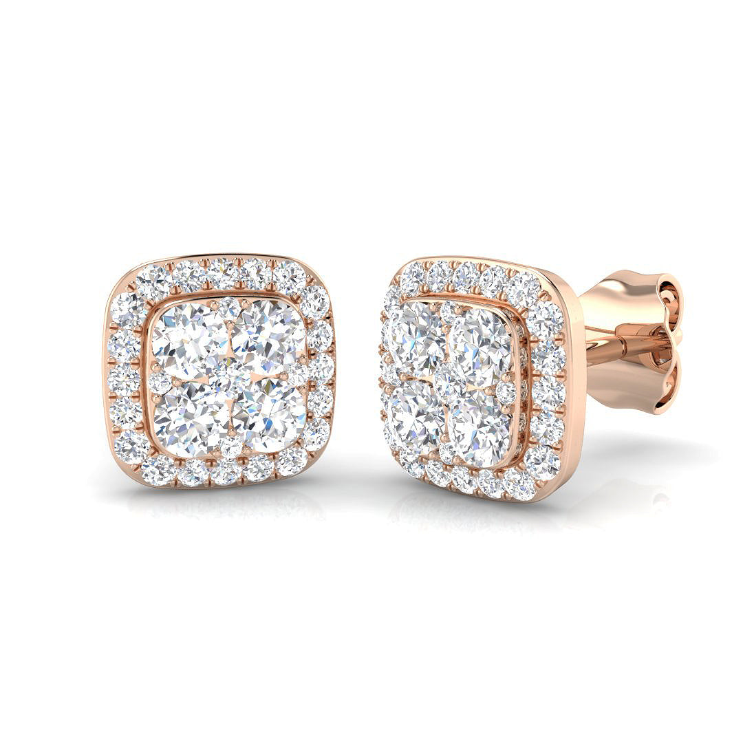 Dawsy Gold Cluster Diamond Earrings | Luxury 0.5ct to 1.25ct Elegance