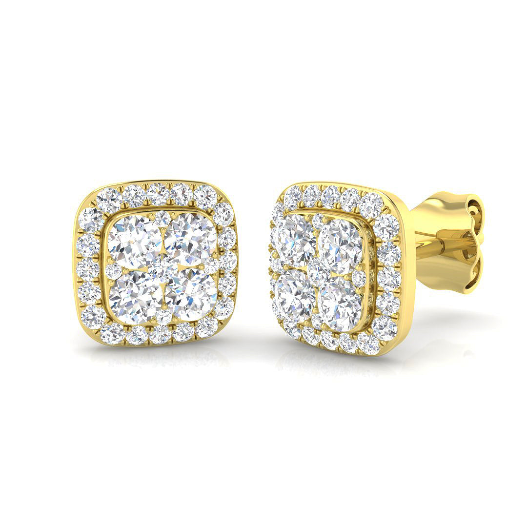 Dawsy Gold Cluster Diamond Earrings | Luxury 0.5ct to 1.25ct Elegance