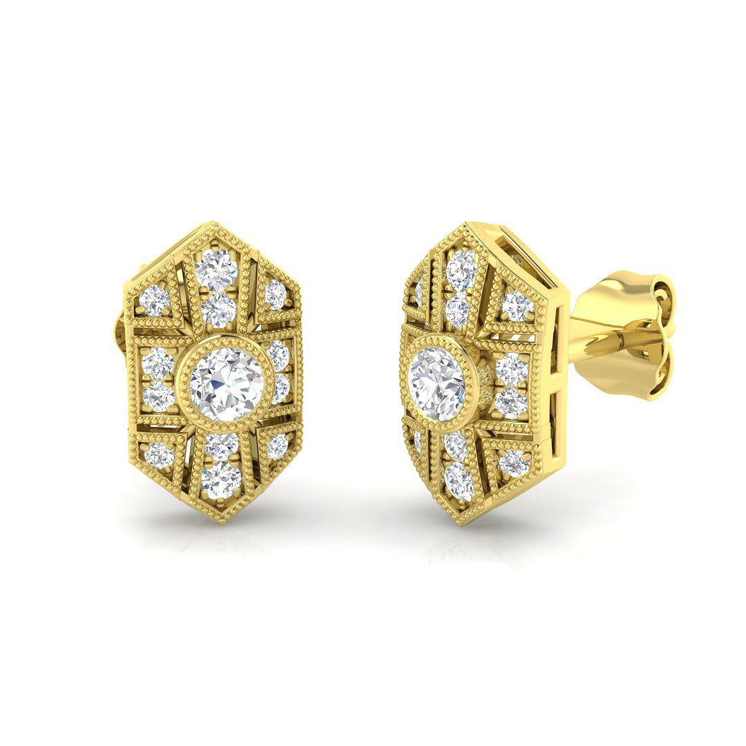 Elegant Vintage Art Deco Diamond Stud Earrings - 0.33ct White Gold