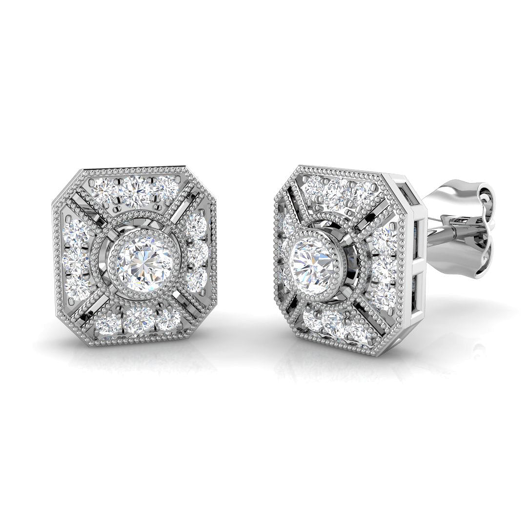0.3ct Natural Diamond Round Cut Stud Earrings in 18K White Gold