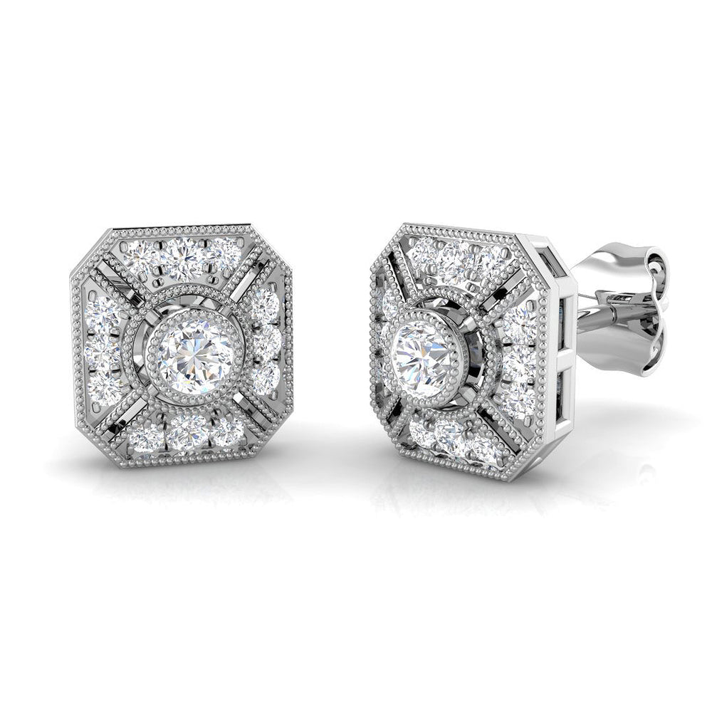 0.3ct Natural Diamond Round Cut Stud Earrings in 18K White Gold