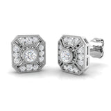 Vintage Art Deco Square Diamond Stud Earrings - 0.33ct Gold