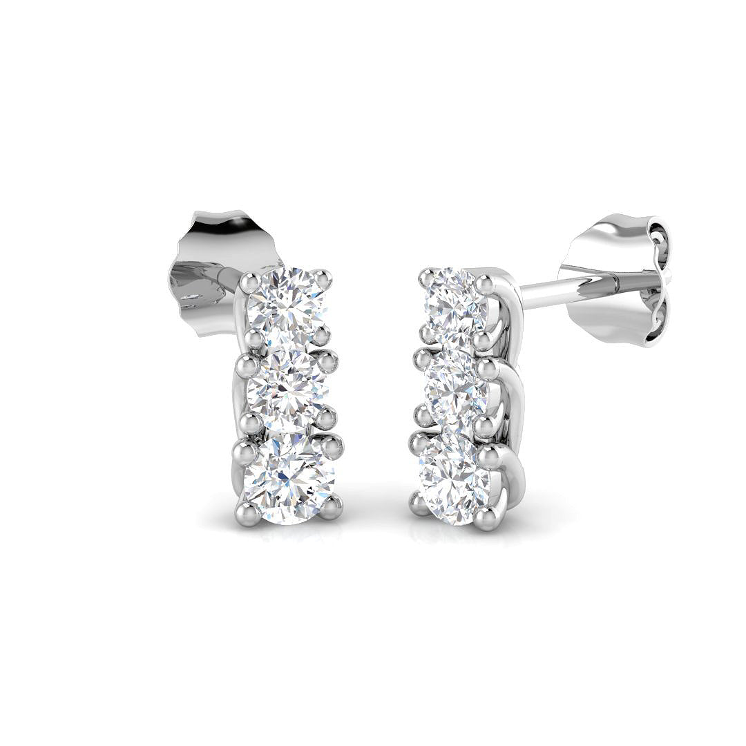 0.6ct Natural Diamond Round Cut Stud Earrings in 18K White Gold