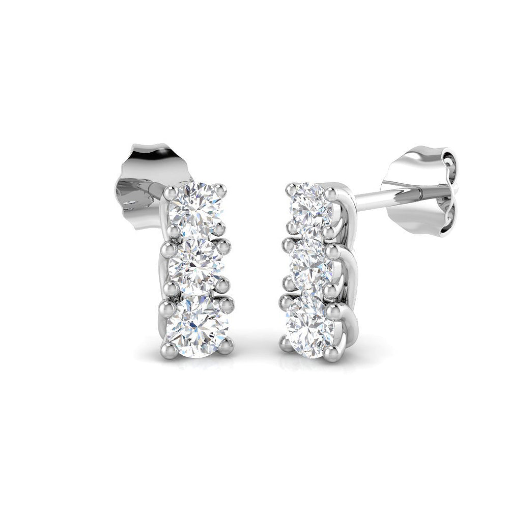 0.6ct Natural Diamond Round Cut Stud Earrings in 18K White Gold