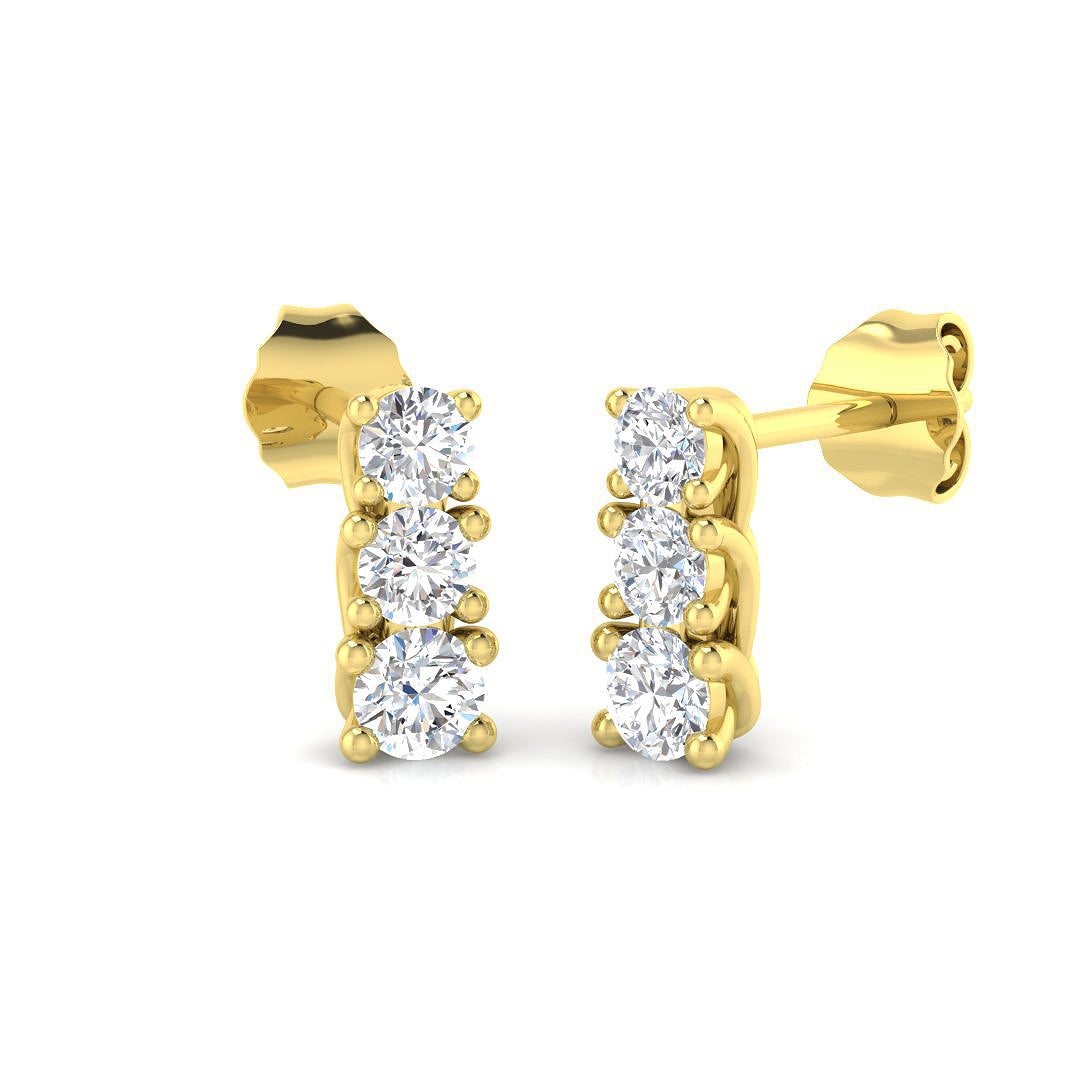 Elegant Dalsy Gold Drop & Trilogy Diamond Earrings - 0.5ct to 1ct