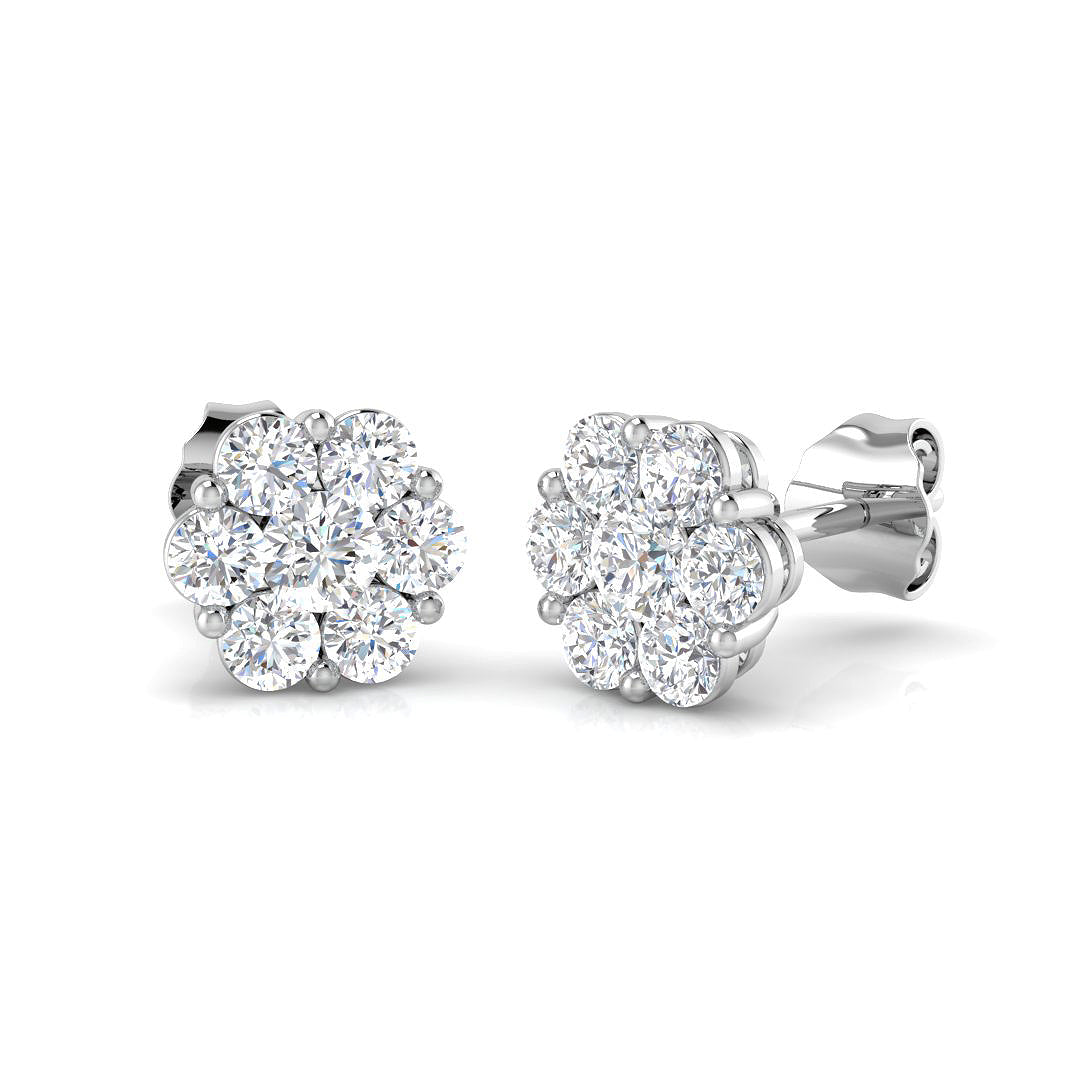 9ct White Gold 0.97ct Lab Grown Diamond Cluster Earrings