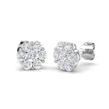 9ct White Gold 0.97ct Lab Grown Diamond Cluster Earrings