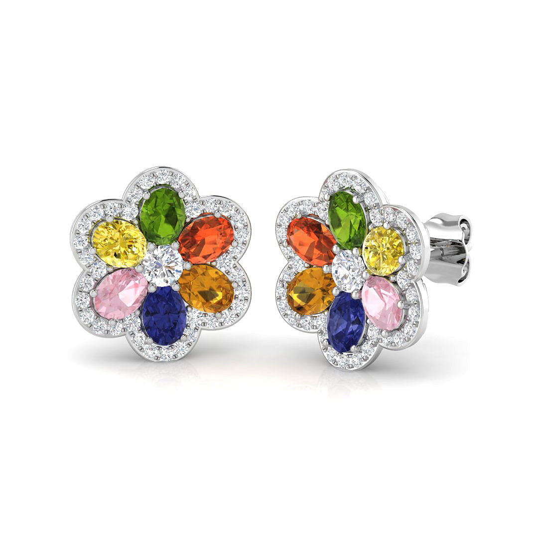 Tumgy Luxury Gold Multi Sapphire Diamond Earrings - 3ct to 3.5ct Elegance