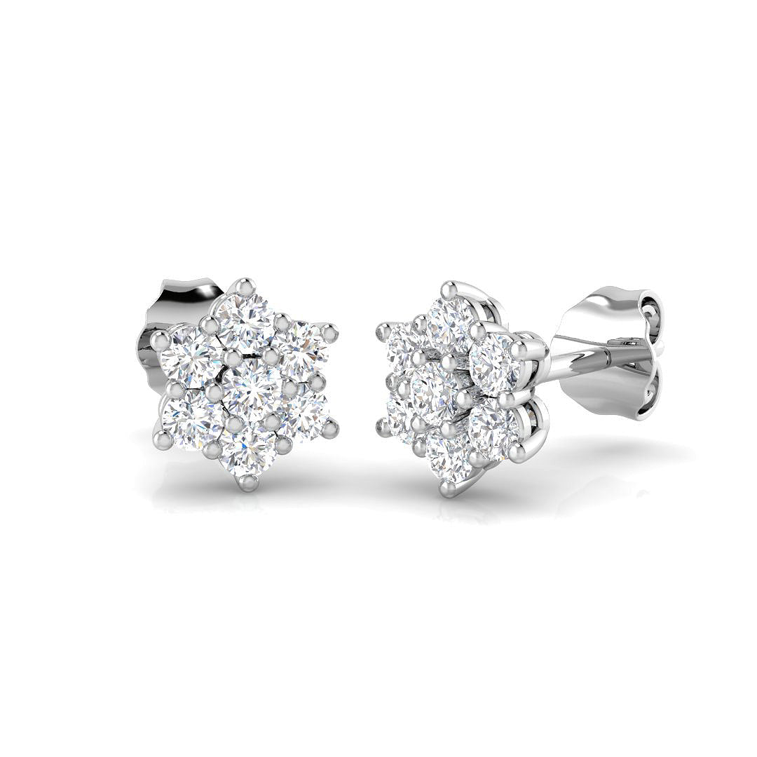 0.90 Carat D-E/VS Lab Grown Diamond Cluster Earring 9k White Gold Ready To Ship