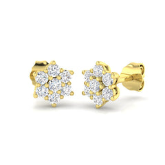 0.90 Carat D-E/VS Lab Grown Diamond Cluster Earring 9k Yellow Gold Ready To Ship