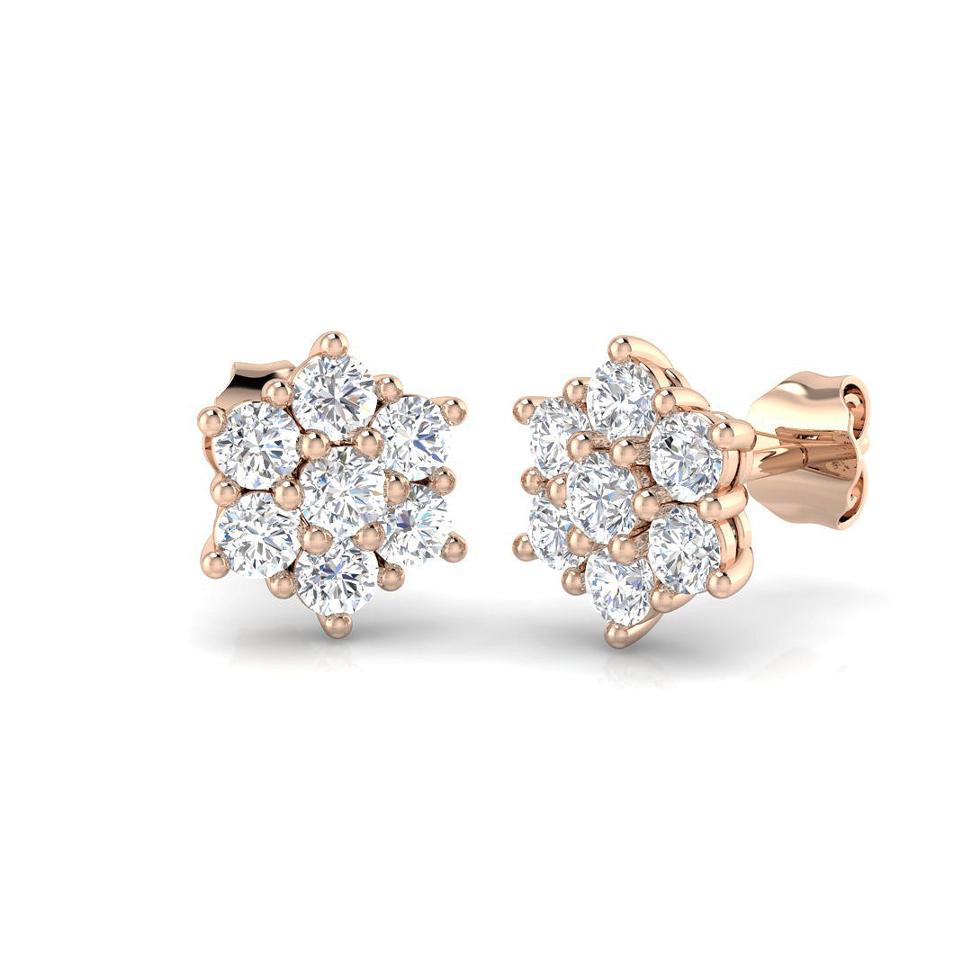 Zinny Gold Cluster Diamond Earrings | 0.5ct - 6ct Luxury Jewelry