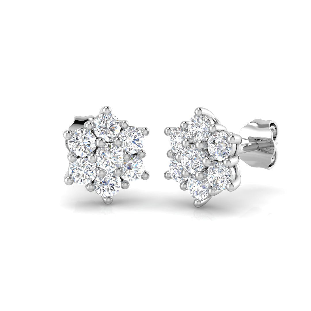 0.5ct Natural Diamond Round Cut Stud Earrings in 18K White Gold