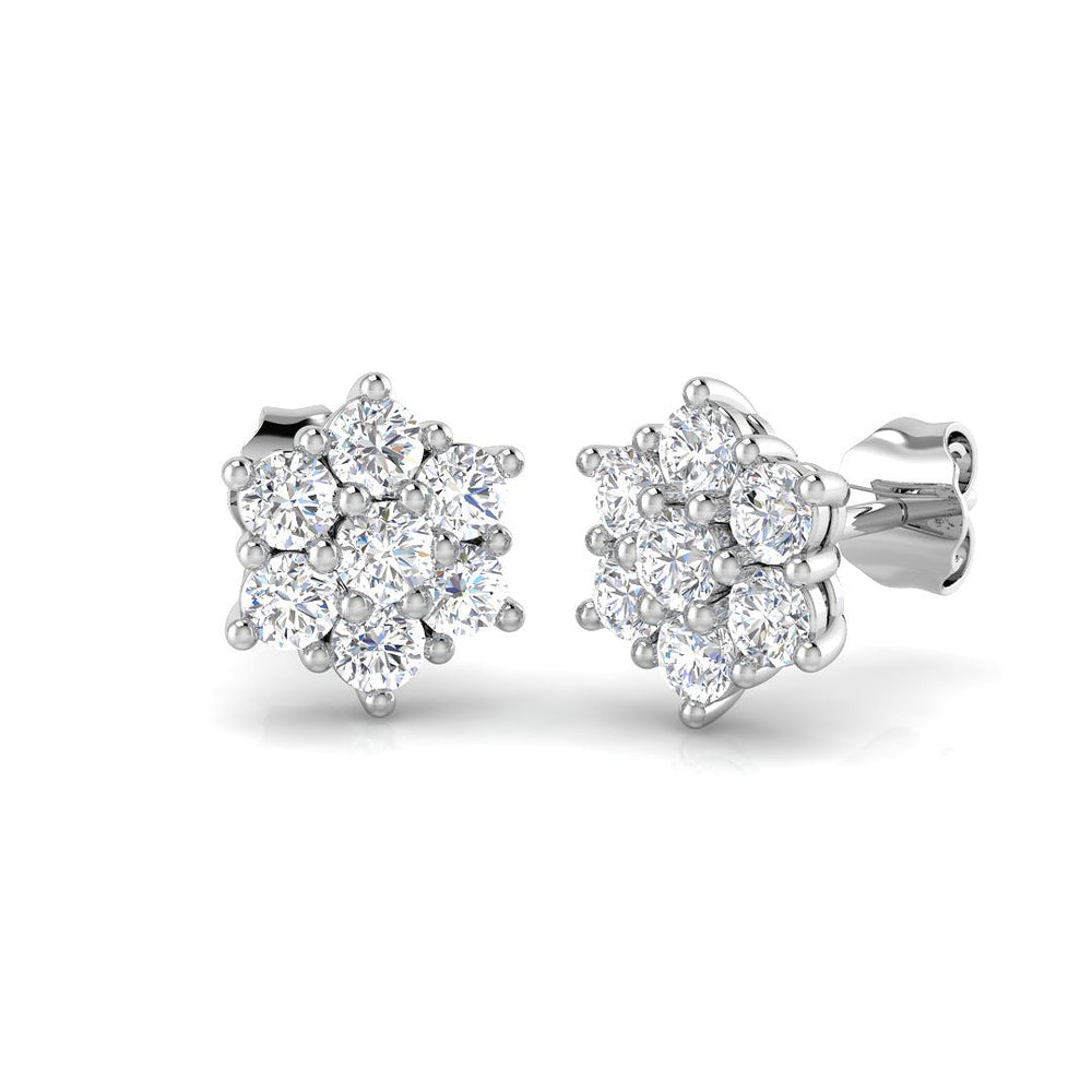 0.5ct Natural Diamond Round Cut Stud Earrings in 18K White Gold