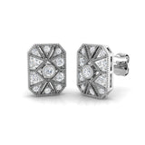 0.33Ct Vintage Art Deco Rectangular Diamond Stud Earrings