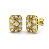 0.33Ct Vintage Art Deco Rectangular Diamond Stud Earrings