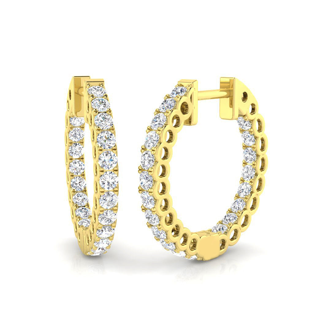 1.04ct Natural Diamond Round Cut Stud Earrings in 9K Yellow Gold