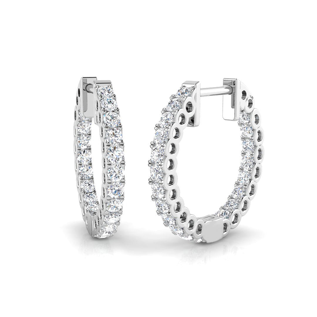 0.77ct Natural Diamond Round Cut Stud Earrings in 9K White Gold