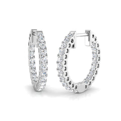 0.8 Carat D-E/VS Lab Grown Diamond Hoops Earring 9k White Gold Ready To Ship