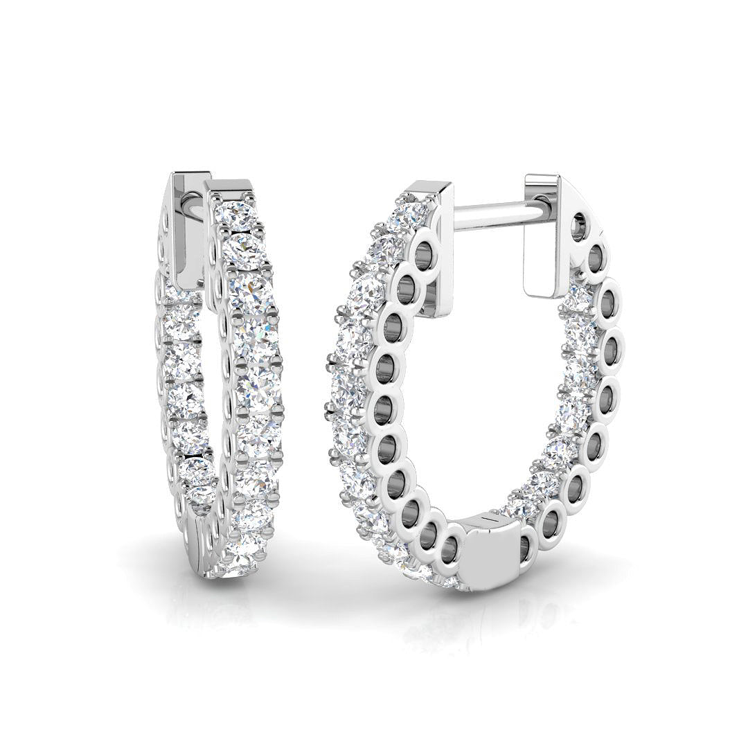 0.49ct Natural Diamond Round Cut Stud Earrings in 18K White Gold