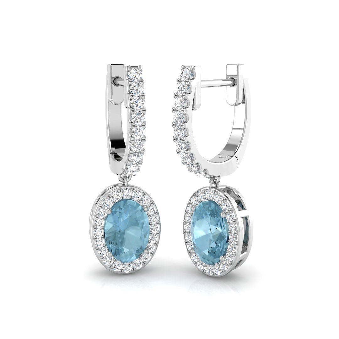 Chloe Aquamarine Gold Earrings - Luxury 1.75ct to 4ct Diamond Jewelry