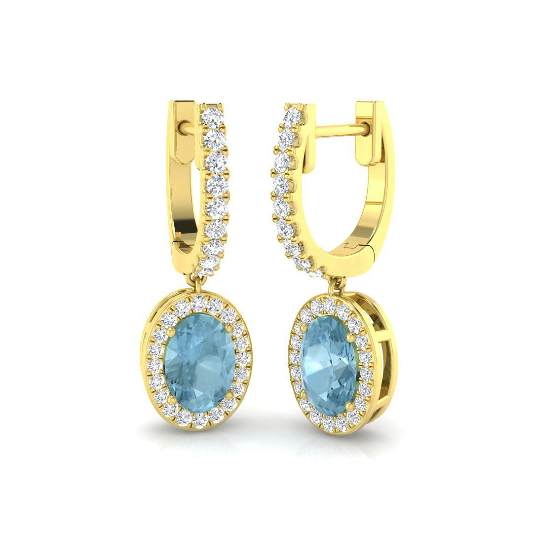 Chloe Aquamarine Gold Earrings - Luxury 1.75ct to 4ct Diamond Jewelry