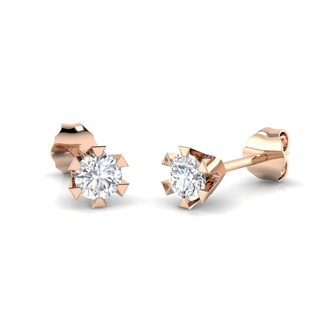Solitaire Diamond Earrings Blush Gold 2ct Luxury