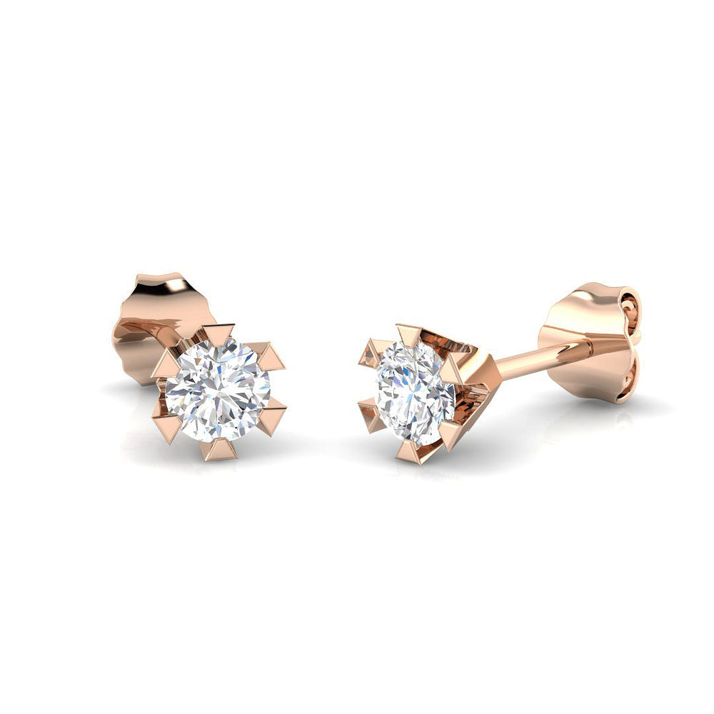 Solitaire Diamond Earrings Blush Gold 2ct Luxury
