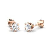 Solitaire Diamond Earrings Blush Gold 2ct Luxury