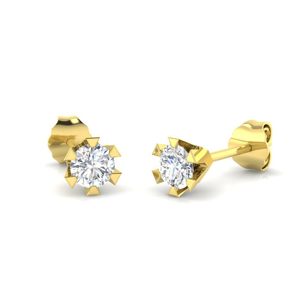 Solitaire Diamond Earrings Blush Gold 2ct Luxury