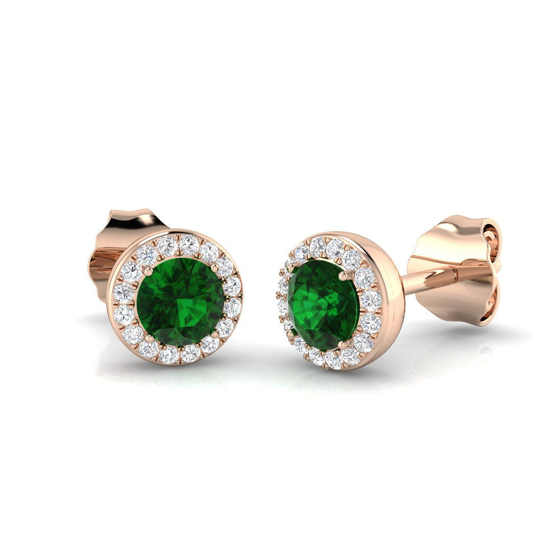 Erjpy Emerald Diamond Earrings in Gold - 0.33ct to 1ct Luxury Jewelry