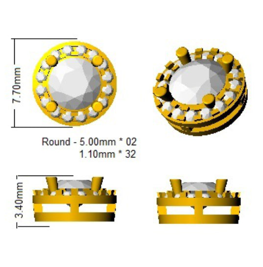9kt Yellow Gold 1.21ct Lab Grown Diamond Halo Earrings