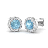 1.1ct Natural Diamond Round Cut Stud Earrings in 9K White Gold