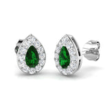 green emerald diamond stud earrings
