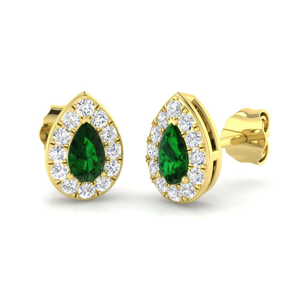green emerald diamond stud earrings for women