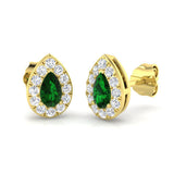 green emerald diamond stud earrings for women