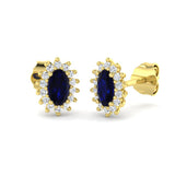 9ct Yellow Gold 0.8ct Natural Blue Sapphire Diana Earrings