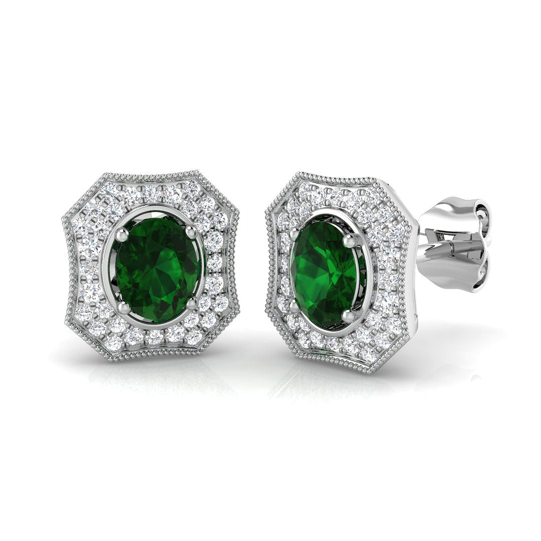 Erlvy Emerald Diamond Earrings in Gold - 1ct to 1.25ct Luxurious Sparkle
