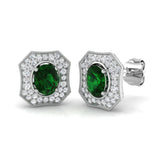 Erlvy Emerald Diamond Earrings in Gold - 1ct to 1.25ct Luxurious Sparkle