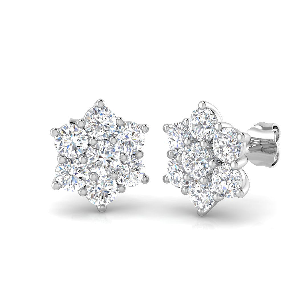 2.10 Carat D-E/VS Lab Grown Diamond Cluster Earring 9k White Gold Ready To Ship