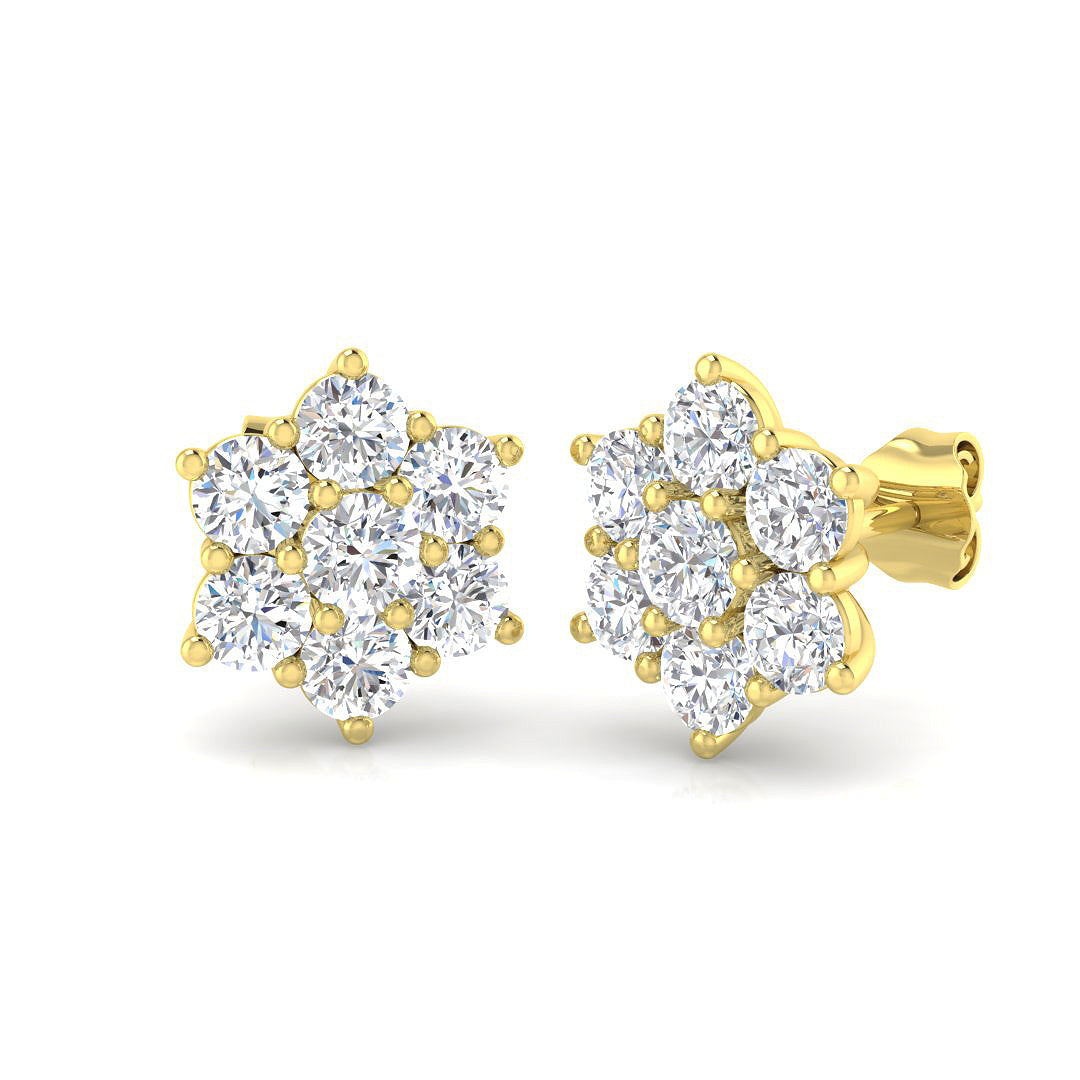 9ct Yellow Gold 2.04ct Lab Grown Diamond Cluster Earrings