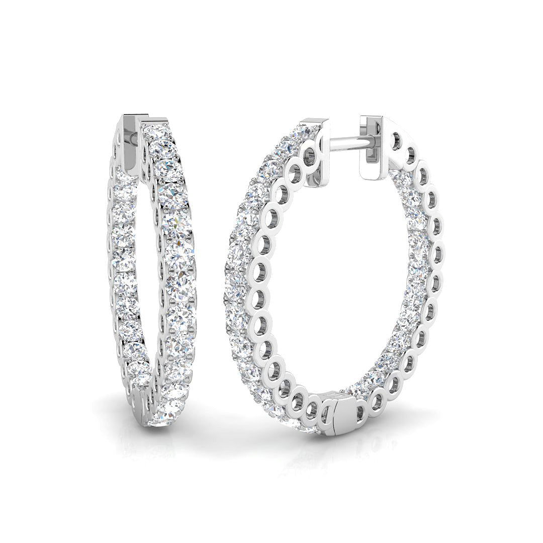 Hoop Earrings - Erfsy 1.5ct-2ct Round Cut