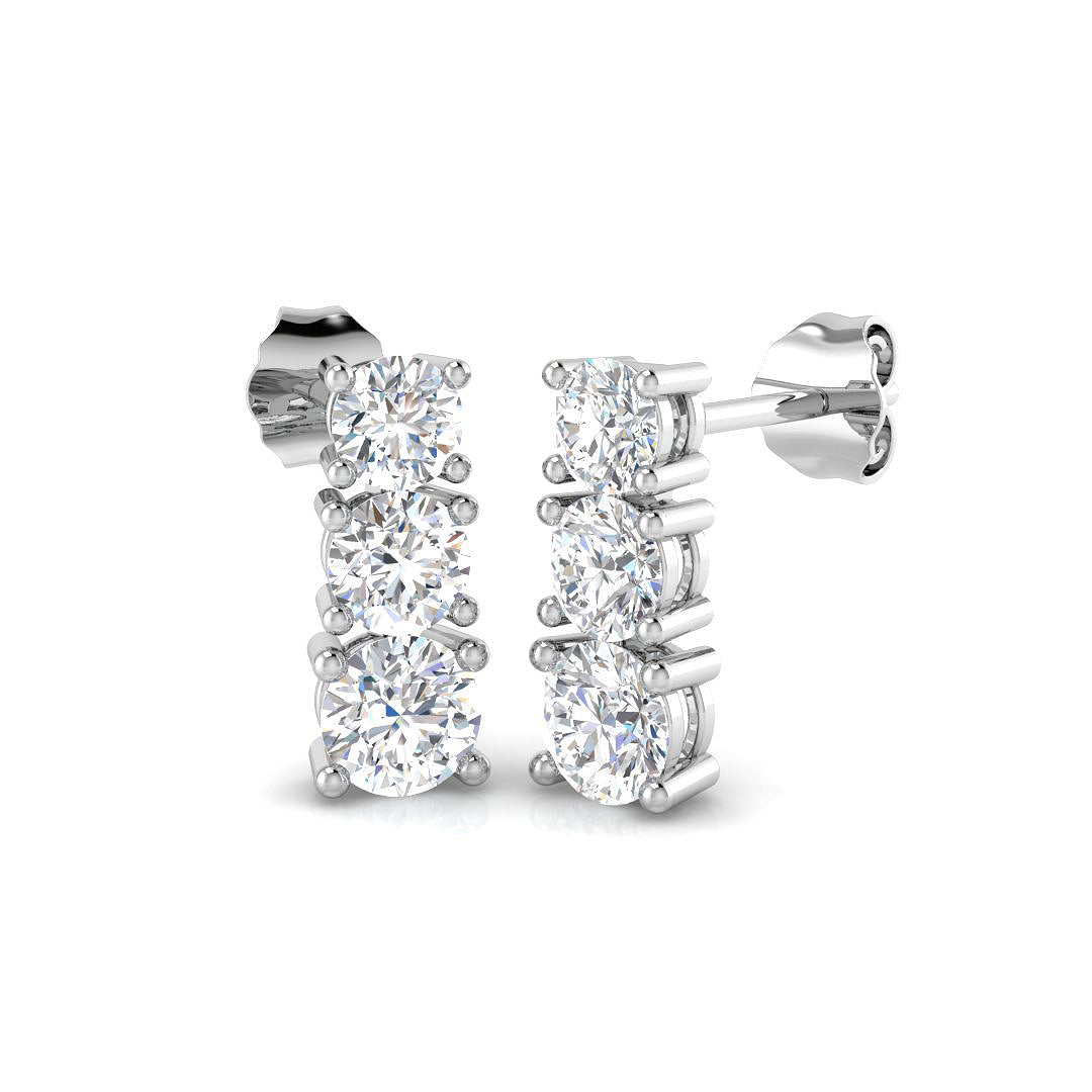 1.58ct Lab Diamond Round Cut Stud Earrings in 9K White Gold